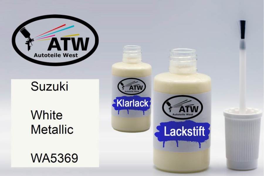 Suzuki, White Metallic, WA5369: 20ml Lackstift + 20ml Klarlack - Set, von ATW Autoteile West.